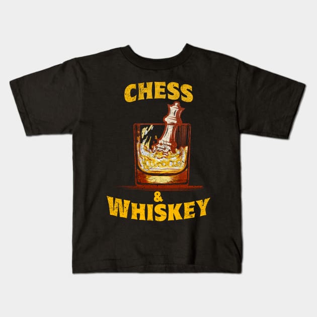 Chess Lover Whiskey Master Kids T-Shirt by All-About-Words